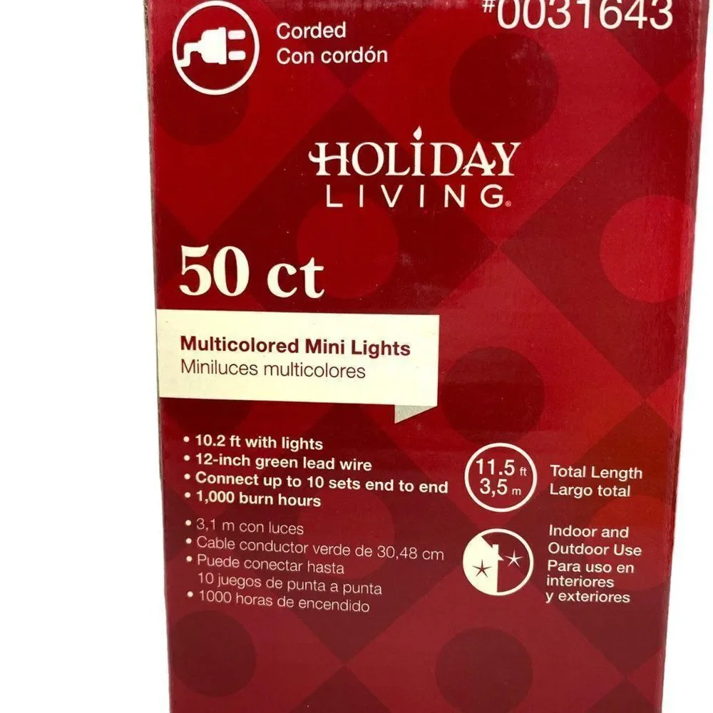 Holiday Living 50 Count Corded Christmas Multicolored Mini Lights New